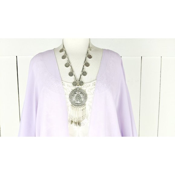 Sheer chiffon lavender kimono cardigan cover up READY TO SHIP - Picture 4 of 6